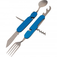 Многофункциональный походный нож (ложка,вилка,нож) 6-в-1, синий купить в Абакане