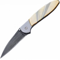 Полуавтоматический складной нож Santa Fe Kershaw Leek, дамасская сталь, рукоять сталь с накладкой из перламутра купить в Абакане