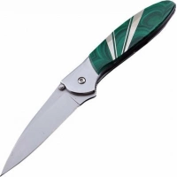 Полуавтоматический складной нож Santa Fe Kershaw Leek, сталь 14C28N, рукоять сталь с накладкой из малахита купить в Абакане