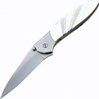 Полуавтоматический складной нож Santa Fe Kershaw Leek, сталь 14C28N, рукоять сталь с накладкой из перламутра купить в Абакане