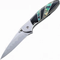 Полуавтоматический складной нож Santa Fe Kershaw Leek, сталь D2/14C28N, рукоять сталь с накладкой из зуба мамонта купить в Абакане