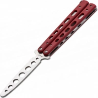 Тренировочный нож-бабочка (балисонг) Balisong Trainer, Boker Plus 01BO712, клинок из нержавеющей стали Zero-ground Plain (без заточки), рукоять стеклотекстолит G10, красный купить в Абакане