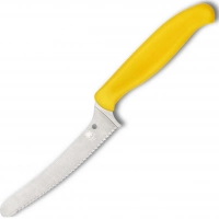 Универсальный кухонный нож Spyderco Z-Cut Serrated Offset Kitchen, сталь CTS™ — BD1 Alloy, рукоять желтый полипропилен купить в Абакане