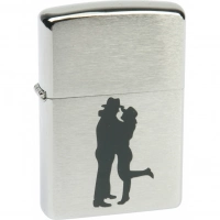 Зажигалка ZIPPO Cowboy Couple Brushed Chrome, латунь, ник.-хром. покр., серебр., матов., 36х56х12 мм купить в Абакане